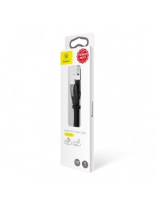 Baseus Nimble platt kabel USB / Lightning-kabel med hållare 2A 0,23M svart (CALMBJ-B01)