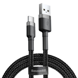 Baseus Cafule-kabel slitstark nylonkabel USB / USB-C QC3.0 2A 2M svart-grå (CATKLF-CG1)