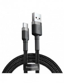 Baseus Cafule-kabel slitstark nylonkabel USB / USB-C QC3.0 2A 2M svart-grå (CATKLF-CG1)