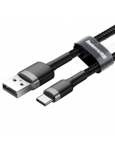 Baseus Cafule-kabel slitstark nylonkabel USB / USB-C QC3.0 2A 2M svart-grå (CATKLF-CG1)