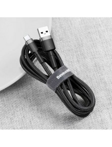 Baseus Cafule-kabel slitstark nylonkabel USB / USB-C QC3.0 2A 2M svart-grå (CATKLF-CG1)