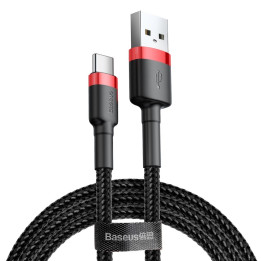 Baseus Cafule-kabel slitstark nylonkabel USB / USB-C QC3.0 2A 2M svart-röd kabel (CATKLF-C91)