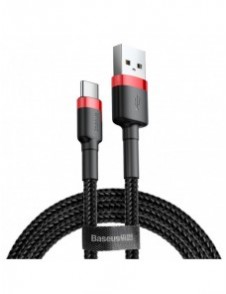 Baseus Cafule-kabel slitstark nylonkabel USB / USB-C QC3.0 2A 2M svart-röd kabel (CATKLF-C91)