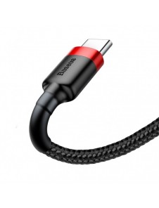 Baseus Cafule-kabel slitstark nylonkabel USB / USB-C QC3.0 2A 2M svart-röd kabel (CATKLF-C91)