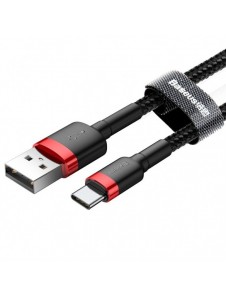 Baseus Cafule-kabel slitstark nylonkabel USB / USB-C QC3.0 2A 2M svart-röd kabel (CATKLF-C91)