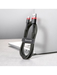 Baseus Cafule-kabel slitstark nylonkabel USB / USB-C QC3.0 2A 2M svart-röd kabel (CATKLF-C91)