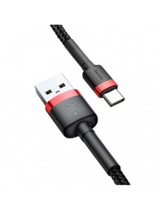 Baseus Cafule-kabel slitstark nylonkabel USB / USB-C QC3.0 2A 2M svart-röd kabel (CATKLF-C91)