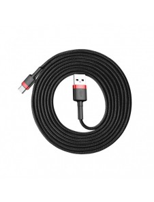 Baseus Cafule-kabel slitstark nylonkabel USB / USB-C QC3.0 2A 2M svart-röd kabel (CATKLF-C91)