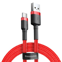 Baseus Cafule Kabel slitstark nylonkabel USB / USB-C QC3.0 2A 3M röd (CATKLF-U09)