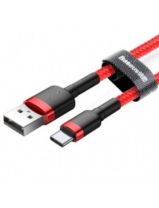 Baseus Cafule Kabel slitstark nylonkabel USB / USB-C QC3.0 2A 3M röd (CATKLF-U09)