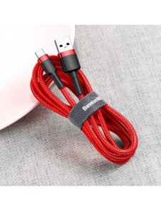 Baseus Cafule Kabel slitstark nylonkabel USB / USB-C QC3.0 2A 3M röd (CATKLF-U09)