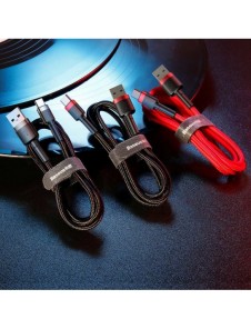 Baseus Cafule Kabel slitstark nylonkabel USB / USB-C QC3.0 2A 3M röd (CATKLF-U09)