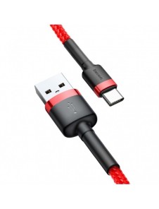 Baseus Cafule Kabel slitstark nylonkabel USB / USB-C QC3.0 2A 3M röd (CATKLF-U09)