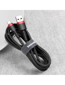 Baseus Cafule Kabel slitstark nylonkabel USB / USB-C QC3.0 2A 3M röd (CATKLF-U09)