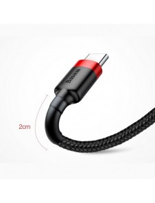 Baseus Cafule Kabel slitstark nylonkabel USB / USB-C QC3.0 2A 3M röd (CATKLF-U09)