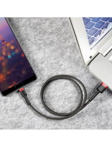 Baseus Cafule Kabel slitstark nylonkabel USB / USB-C QC3.0 2A 3M röd (CATKLF-U09)