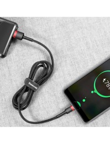 Baseus Cafule Kabel slitstark nylonkabel USB / USB-C QC3.0 2A 3M röd (CATKLF-U09)