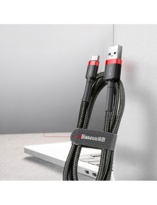 Baseus Cafule Kabel slitstark nylonkabel USB / USB-C QC3.0 2A 3M röd (CATKLF-U09)