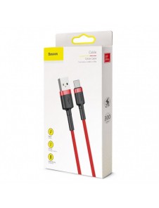 Baseus Cafule Kabel slitstark nylonkabel USB / USB-C QC3.0 2A 3M röd (CATKLF-U09)