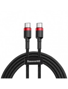 Baseus Cafule-kabel Slitstark nylonsladd USB-C PD / USB-C PD PD2.0 60W 20V 3A QC3.0 1M Svart-Röd (CATKLF-G91)