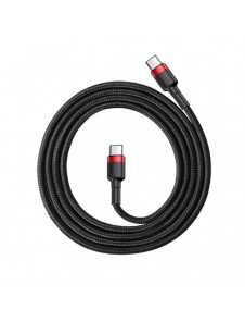 Baseus Cafule-kabel Slitstark nylonsladd USB-C PD / USB-C PD PD2.0 60W 20V 3A QC3.0 1M Svart-Röd (CATKLF-G91)