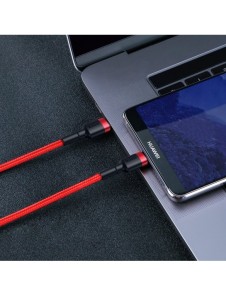 Baseus Cafule-kabel Slitstark nylonsladd USB-C PD / USB-C PD PD2.0 60W 20V 3A QC3.0 1M Svart-Röd (CATKLF-G91)