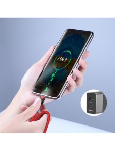Baseus Cafule-kabel Slitstark nylonsladd USB-C PD / USB-C PD PD2.0 60W 20V 3A QC3.0 1M Svart-Röd (CATKLF-G91)