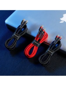 Baseus Cafule-kabel Slitstark nylonsladd USB-C PD / USB-C PD PD2.0 60W 20V 3A QC3.0 1M Röd (CATKLF-G09)