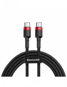Baseus Cafule-kabel Slitstark nylonsladd USB-C PD / USB-C PD PD2.0 60W 20V 3A QC3.0 2M svart-röd (CATKLF-H91)