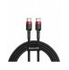Baseus Cafule-kabel Slitstark nylonsladd USB-C PD / USB-C PD PD2.0 60W 20V 3A QC3.0 2M svart-röd (CATKLF-H91)