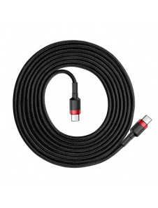 Baseus Cafule-kabel Slitstark nylonsladd USB-C PD / USB-C PD PD2.0 60W 20V 3A QC3.0 2M svart-röd (CATKLF-H91)