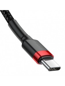 Baseus Cafule-kabel Slitstark nylonsladd USB-C PD / USB-C PD PD2.0 60W 20V 3A QC3.0 2M svart-röd (CATKLF-H91)