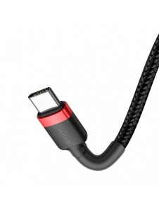 Baseus Cafule-kabel Slitstark nylonsladd USB-C PD / USB-C PD PD2.0 60W 20V 3A QC3.0 2M svart-röd (CATKLF-H91)