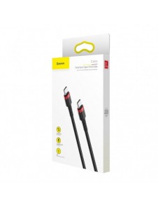 Baseus Cafule-kabel Slitstark nylonsladd USB-C PD / USB-C PD PD2.0 60W 20V 3A QC3.0 2M svart-röd (CATKLF-H91)