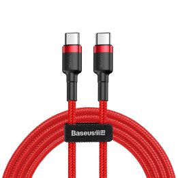 Baseus Cafule-kabel Slitstark nylonsladd USB-C PD / USB-C PD PD2.0 60W 20V 3A QC3.0 2M Röd (CATKLF-H09)