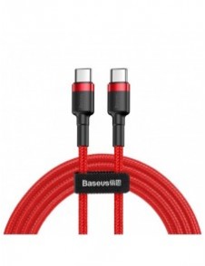 Baseus Cafule-kabel Slitstark nylonsladd USB-C PD / USB-C PD PD2.0 60W 20V 3A QC3.0 2M Röd (CATKLF-H09)