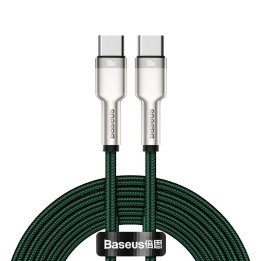 Baseus Cafule Metal Datakabel USB Typ C - USB Typ C 100 W (20 V / 5 A) Strömförsörjning 2 m grön (CATJK-D06)