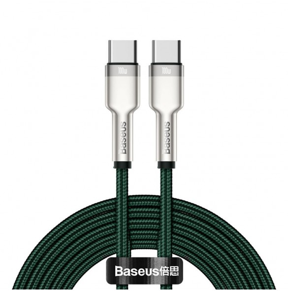 Baseus Cafule Metal Datakabel USB Typ C - USB Typ C 100 W (20 V / 5 A) Strömförsörjning 2 m grön (CATJK-D06)