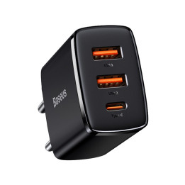 Baseus Kompakt snabbladdare 2x USB / USB Typ C 30W 3A Strömförsörjning Snabbladdning svart (CCXJ-E01)