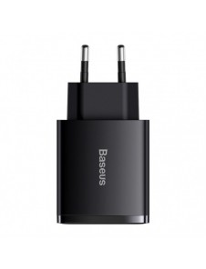 Baseus Kompakt snabbladdare 2x USB / USB Typ C 30W 3A Strömförsörjning Snabbladdning svart (CCXJ-E01)