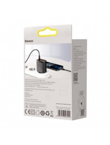 Baseus Kompakt snabbladdare 2x USB / USB Typ C 30W 3A Strömförsörjning Snabbladdning svart (CCXJ-E01)