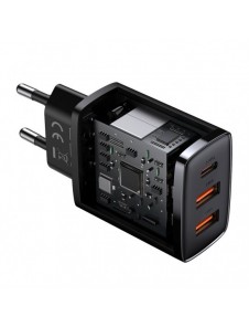 Baseus Kompakt snabbladdare 2x USB / USB Typ C 30W 3A Strömförsörjning Snabbladdning svart (CCXJ-E01)