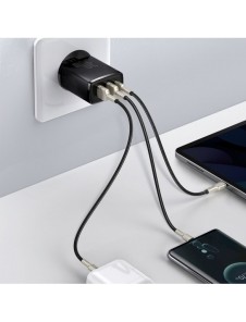 Baseus Kompakt snabbladdare 2x USB / USB Typ C 30W 3A Strömförsörjning Snabbladdning svart (CCXJ-E01)