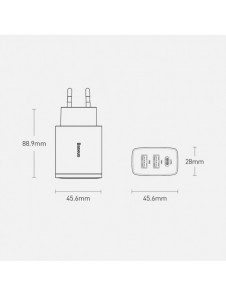 Baseus Kompakt snabbladdare 2x USB / USB Typ C 30W 3A Strömförsörjning Snabbladdning svart (CCXJ-E01)