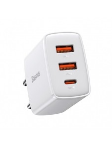 Baseus Kompakt snabbladdare 2x USB / USB Typ C 30W 3A Strömförsörjning Snabbladdning vit (CCXJ-E02)