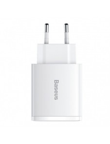 Baseus Kompakt snabbladdare 2x USB / USB Typ C 30W 3A Strömförsörjning Snabbladdning vit (CCXJ-E02)