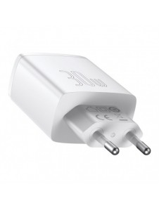 Baseus Kompakt snabbladdare 2x USB / USB Typ C 30W 3A Strömförsörjning Snabbladdning vit (CCXJ-E02)
