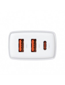 Baseus Kompakt snabbladdare 2x USB / USB Typ C 30W 3A Strömförsörjning Snabbladdning vit (CCXJ-E02)