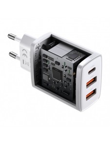 Baseus Kompakt snabbladdare 2x USB / USB Typ C 30W 3A Strömförsörjning Snabbladdning vit (CCXJ-E02)