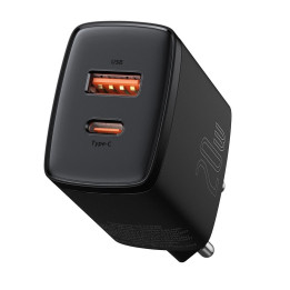 Baseus Kompakt snabbladdare USB / USB Typ C 20W 3A Power Delivery Quick Charge 3.0 svart (CCXJ-B01)
